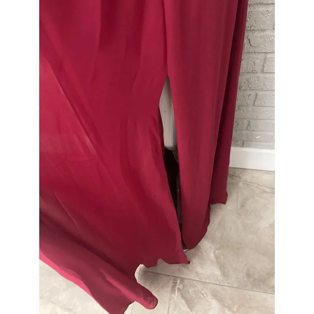 NWT Azazie Burgundy Bonnie Allure Halter Bridesmaid Dress Size 14 - Picture 6 of 16